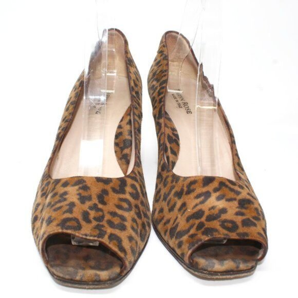 Taryn Rose Women's Sz 10 Suede Leopard Print Open Toe Block Heel Slip On Pumps - Picture 3 of 12